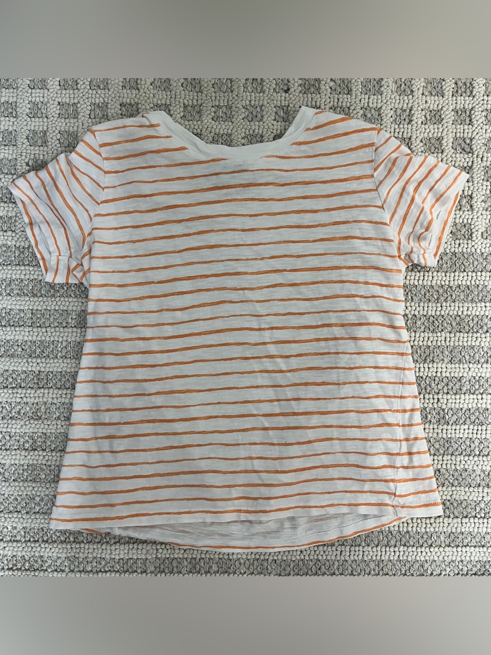 Coconut Row Palm Beach Orange and White Striped T-Shirt small petite